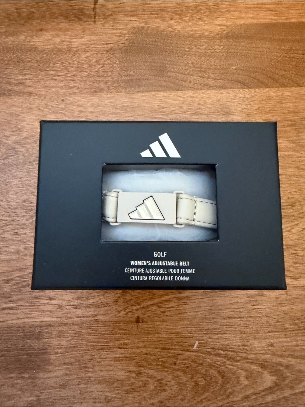 adidas Women's Golf Belt in Cream with Silver Logo Buckle